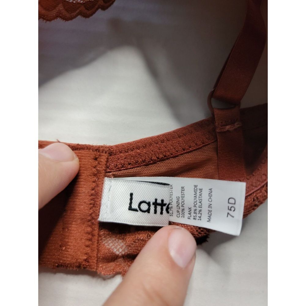 Lattelier Burnt Orange 75D Cup (US 34C) Adjustable Strap Floral Lace Bra - Picture 7 of 7